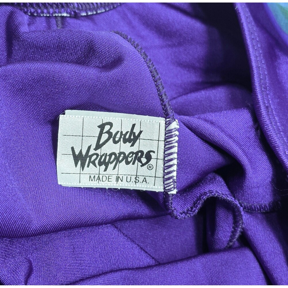 Body Wrappers VTG Royal Purple Chiffon Ruffle Lycra Unitard Biketard Kids 12/14 - Picture 7 of 12